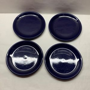 Color Connection vintage set 4 salad dessert plates cobalt blue